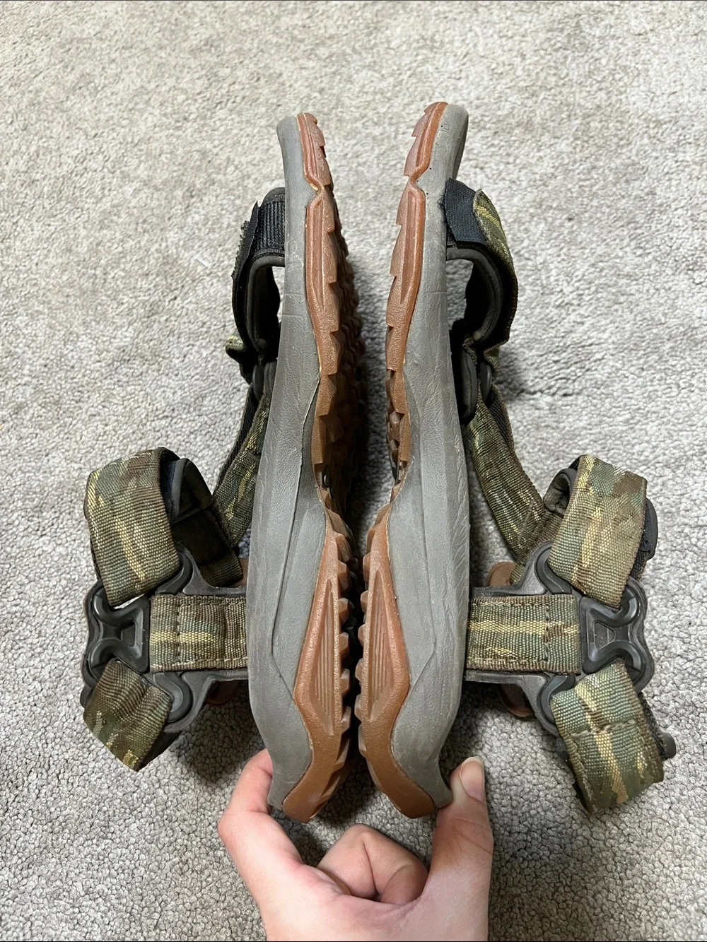 TEVA Men’s Terra Fi Lite Green Camo Brown Strap Sandal Size 8.5